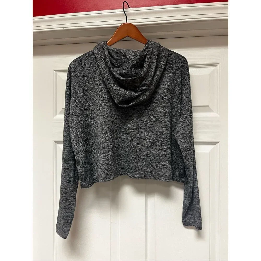 Athleta Gray Space Dye Uptempo Cropped Thump Hole Hoodie sz S NWOT